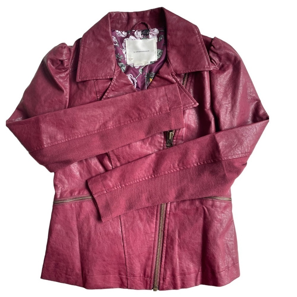 ANTHROPOLOGIE | WOMEN'S FAUX LEATHER ZIP UP JACKET | Size XS
